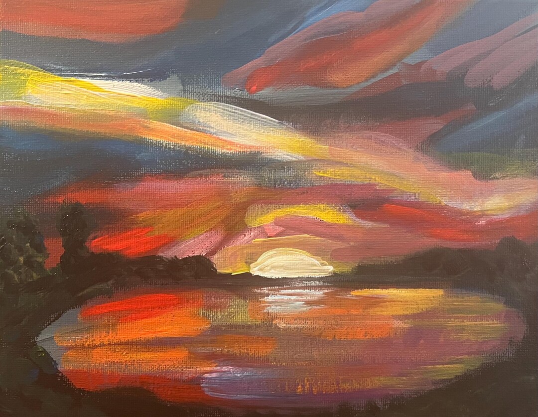 Sunset Lake - Original Acrylic Painting - Etsy