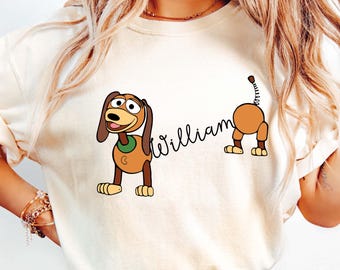 Comfort Colors® Custom Slinky T-Shirt, Disney Slinky Dog Shirt, Custom Toy Story Dog Shirt, Personalized Gift, Dog Lover Shirt Gift