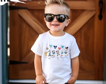 Retro Mickey and Friends Signatures Balloons T-Shirt, Disney Mouse Head Sweatshirt, Mickey and Friends Cruise Toddler Tee, Disneyland Shirt