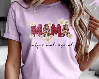 Personalized Mama Shirt, Floral Mama T-Shirt, Custom Kids Names Sweatshirt, Mothers Day Gift, Floral Name T-Shirt