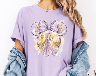 Comfort Colors® Prinzessin Rapunzel Shirt, Disneyland Prinzessin Shirt, Prinzessin Rapunzel Maus Kopf Shirt, Kokette Disney Prinzessin Shirt Geschenk