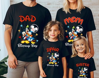Custom Disney Birthday Boy Family T-Shirt, Mickey And Friends Birthday Toddler Sweatshirt, Personalized Birthday kıds, Custom Sweatshirt
