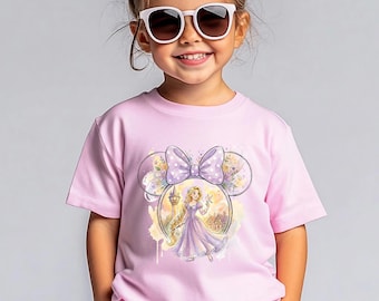 Princess Rapunzel Sweatshirt, Disneyland Princess Shirt, Princess Rapunzel Mouse Head Shirt, Coquette Disney Princess With Bow Toddler Tee