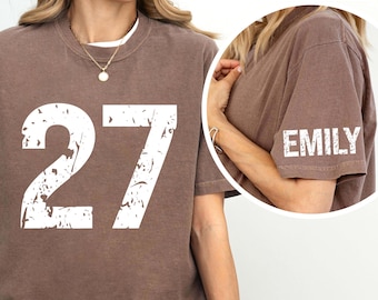 Comfort Colors® Benutzerdefinierter Name und Nummer Shirt, Benutzerdefinierte Fußball Nummer T-Shirt, Benutzerdefinierte Name Nummer T-Shirt, Benutzerdefinierte Fußball Sport T-Shirt