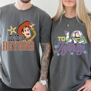 Comfort Colors® Retro Buzz And Woody Matching Shirts, To Infinity And Beyond Tee, Toy Story Shirt, Disneyland Family Vacation 2026 Trip image 1