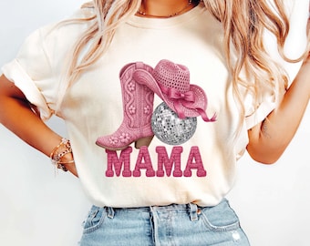 Comfort Colors® Western Mama T-Shirt, Kunstgarn häkeln Mama Shirt, Country Mama Shirt, Geschenk für Muttertag, trendiges Mama Shirt