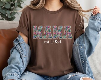 Custom Floral Mama T-Shirt, Est Year Custom Mom Sweatshirt, Personalized Mother's Day Shirt, New Mom Gift