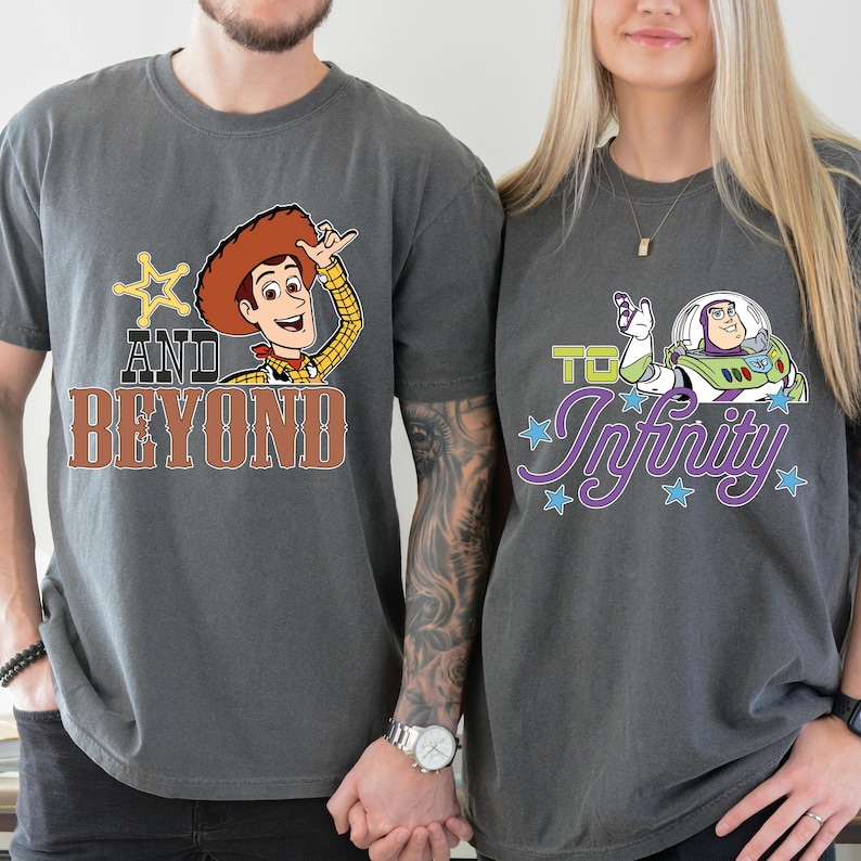 Comfort Colors® Retro Buzz And Woody Matching Shirts, To Infinity And Beyond Tee, Toy Story Shirt, Disneyland Family Vacation 2026 Trip image 1