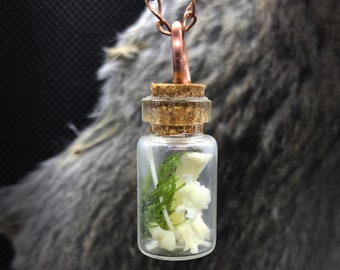 Bone Jewelry Witch amulet - Mothers day gift cruelty free bones in a moss pendant, statement necklace, oddity, curio,  vulture culture,