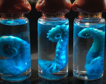 Rare! Curiosity, Baby Cthulhu tentacle in a jar - Kraken  - Dollhouse Taxidermy-Cruelty free-Nature exploration, vulture culture, oddity