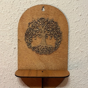 Wooden Tree of Life knickknack shelf