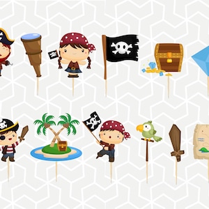 Adornos o pegatinas para cupcakes de piratas