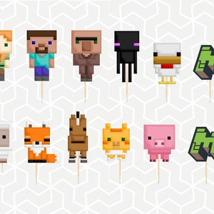 Pixel Game Cupcake Toppers or Stickers