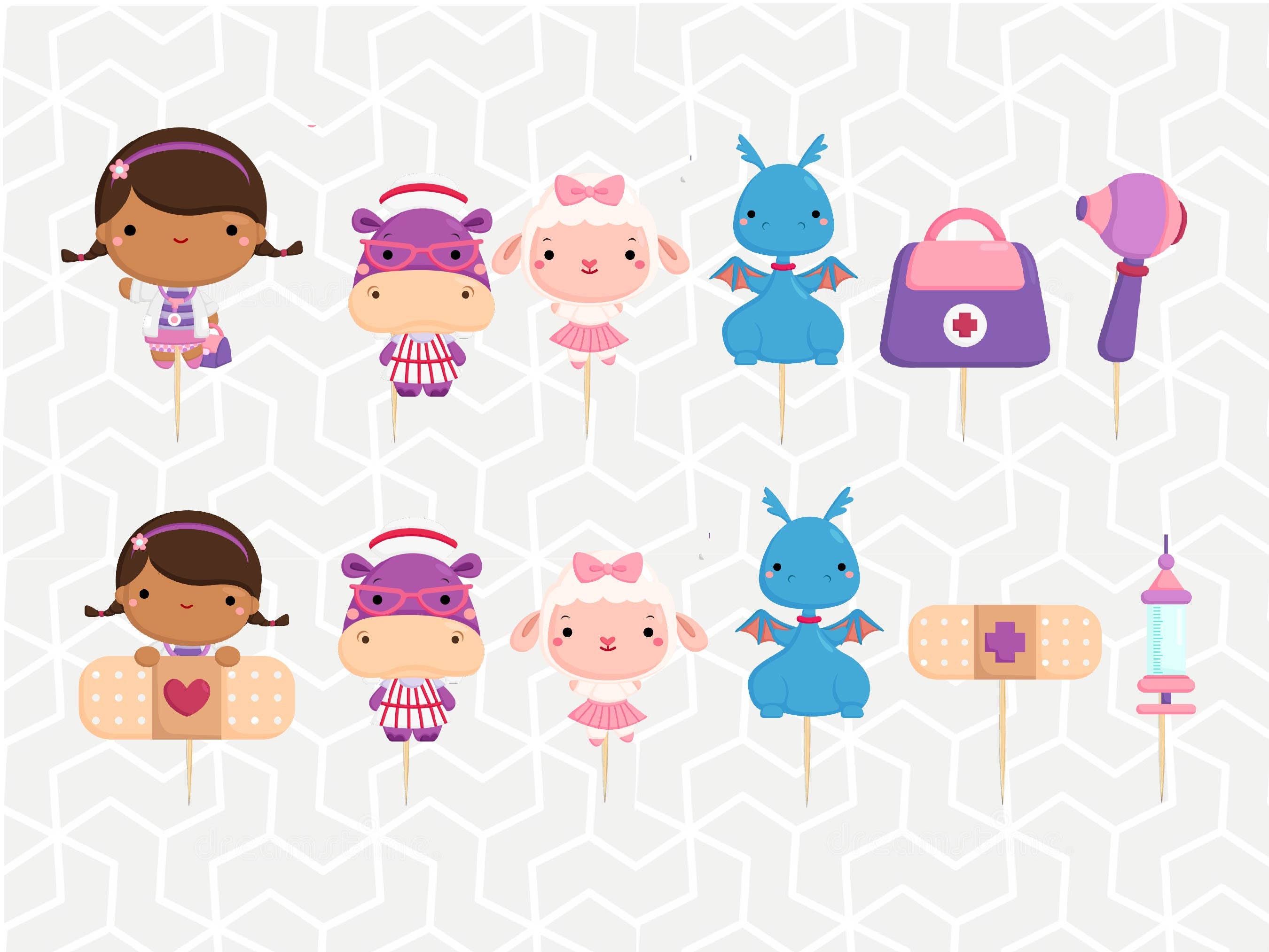 Doc McStuffins Cupcake Toppers or Stickers