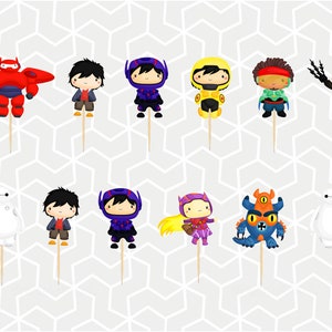 Superhero Team Cupcake Toppers or Stickers