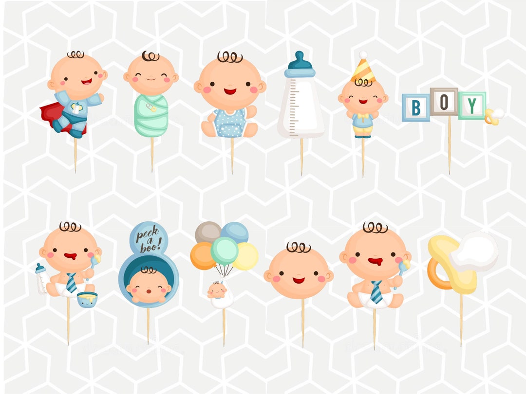Baby Boy Cupcake Toppers or Stickers Etsy