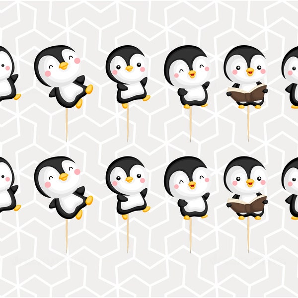 Penguins Cupcake Toppers or Stickers