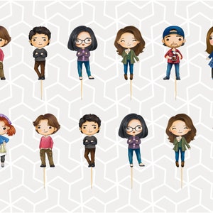 The Girls Cupcake Toppers or Stickers