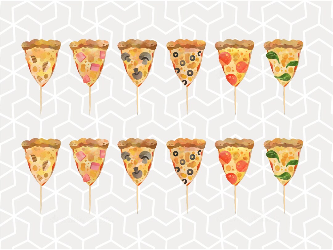 Pizza Cupcake Toppers or Stickers Etsy