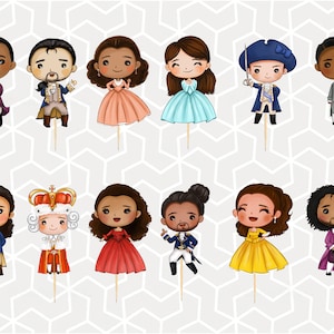Hamilton Cupcake Toppers or Stickers