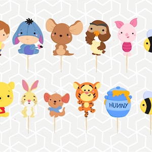 Teddy Bear & Friends Cupcake Toppers or Stickers