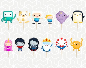 Schräge Abenteuer Cupcake Toppers oder Aufkleber