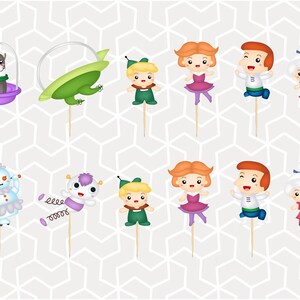 Futuristic Family Cupcake Toppers or Stickers