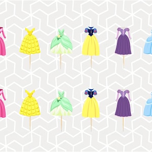 Princess Dress Up Cupcake Toppers or Stickers