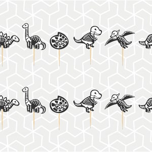 Dinosaur Fossils Cupcake Toppers or Stickers