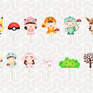 PokeCostumes Cupcake Toppers or Stickers