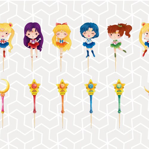 Sailor Moon Chibi Cute Cupcake Toppers Party Supplies Birthday - Etsy