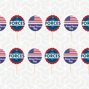 Armed Forces Appeiciation Cupcake Toppers or Stickers