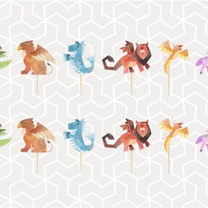 Mythical Creatures Cupcake Toppers or Stickers