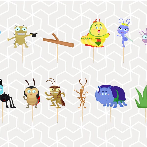 Life of Bugs Cupcake Toppers or Stickers