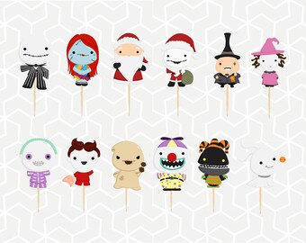 Halloween a dicembre Topper per cupcake o adesivi