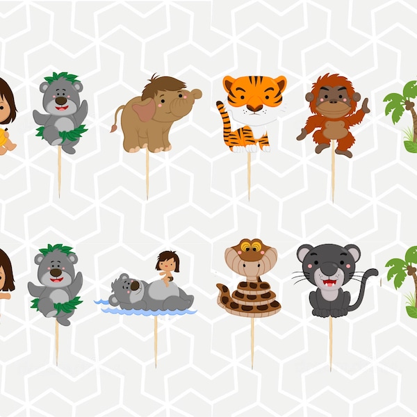 Jungle Adventure Cupcake Toppers or Stickers