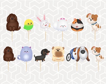 Pet Adventures Cupcake Toppers or Stickers