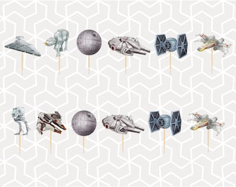 Spaceships / Vehicles Cupcake Toppers or Stickers