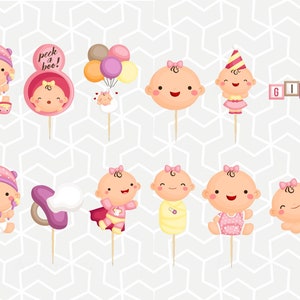 Toppers cupcake o adesivi per bambina