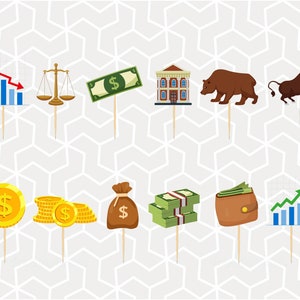 Money Money Cupcake Toppers or Stickers