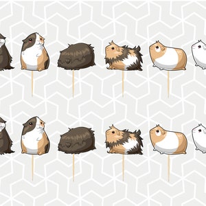 Guinea Pigs Cupcake Toppers or Stickers