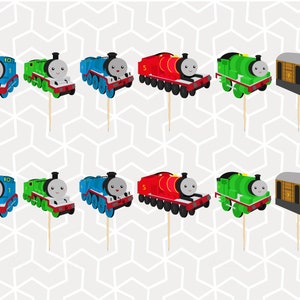 Friendly Trains Cupcake Toppers or Stickers