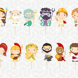 Greek Gods Cupcake Toppers or Stickers