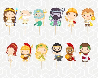 Greek Gods Cupcake Toppers or Stickers