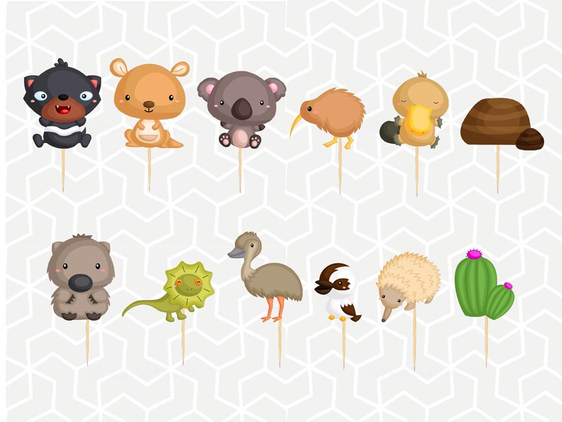 Australian Animals Cupcake Toppers Etsy