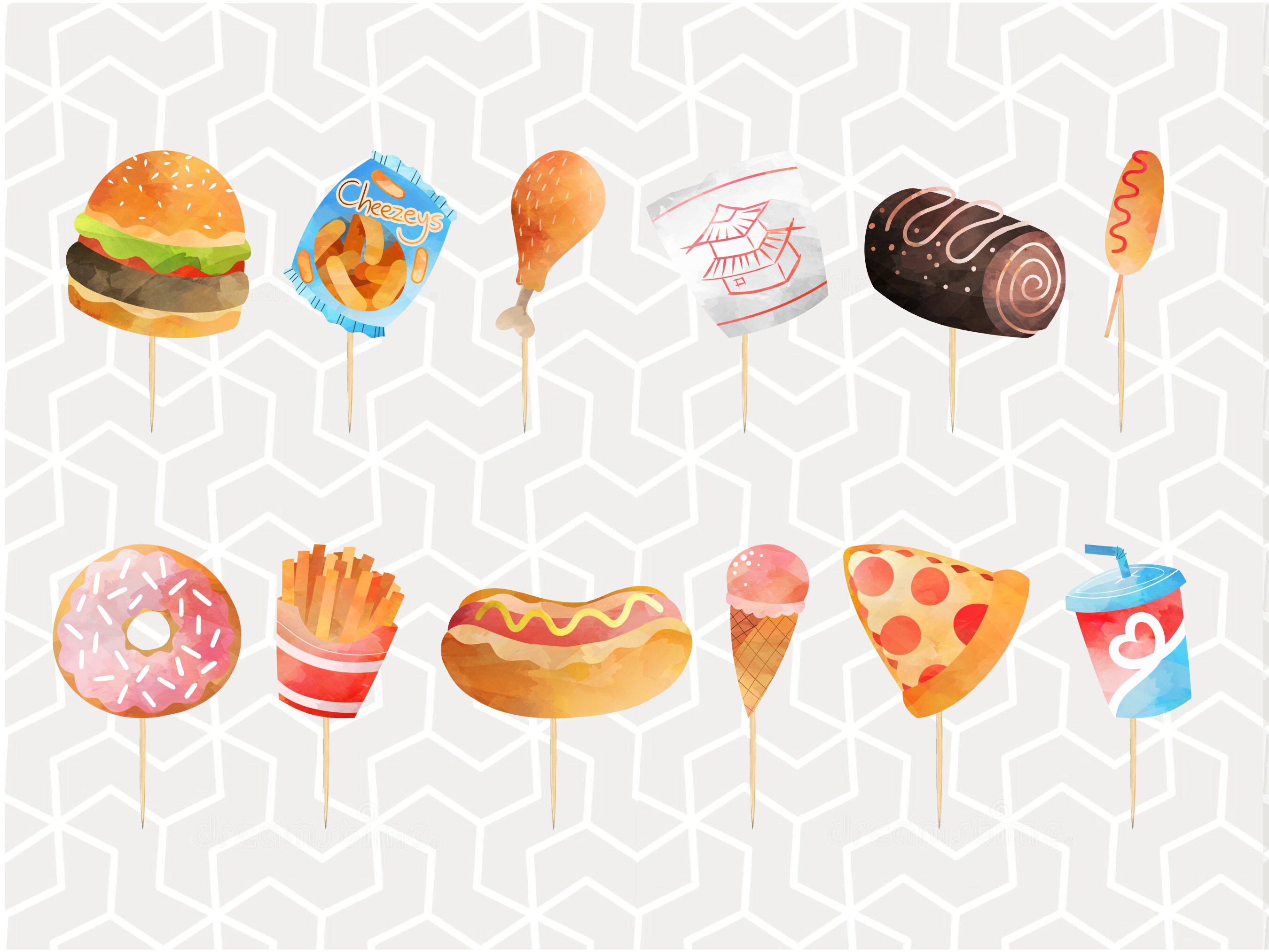 Fast Food and Snacks Cupcake Toppers Etsy UK