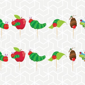 Hungry Caterpillar Cupcake Toppers or Stickers