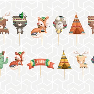 Indigenous Animals Cupcake Toppers or Stickers