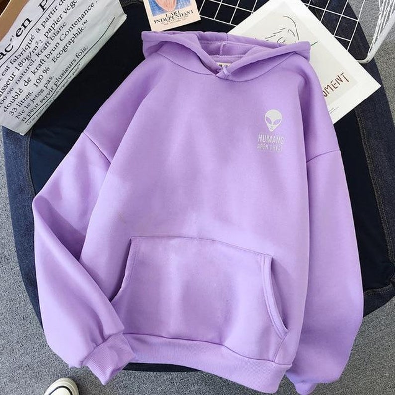 Humans Aren/'t Real Hoodie Alien Sweatshirt Women Extraterrestrial Casual Jumper UFO Summer Travel Clothing For Lady Girls Clothes