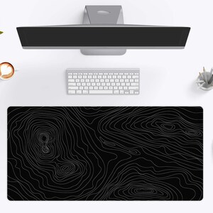 Black Topographic Desk Mat with Desktop